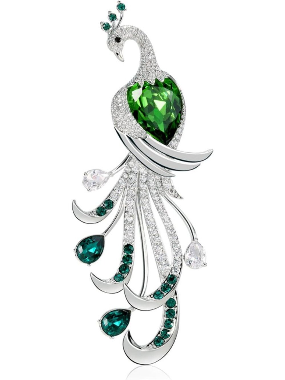 Sparkling Peacock Brooch for Women - Crystal Rhinestone Pin Jewelry for Weddings